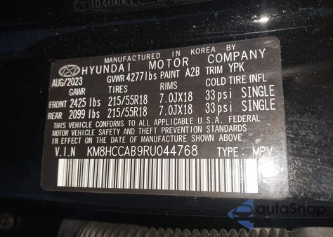 2024 Hyundai Kona Sel from USA, damaged, VIN KM8HCCAB9RU044768